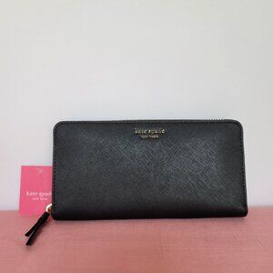 KATE SPADE Cameron Continental Saffiano Leather Wallet- Black 🎈$115.⭐